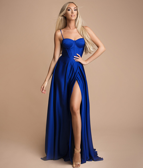 Alquiler vestido azul eléctrico corto
